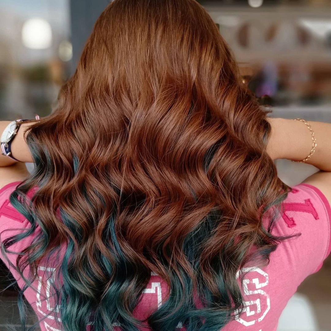 Neon green peekaboo highlights