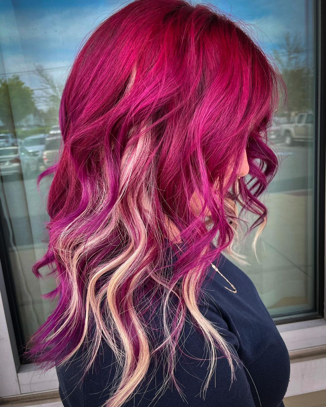 Cherry blossom pink peekaboo highlights